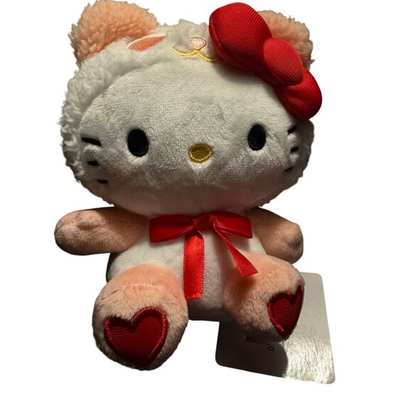 Hello Kitty Plush Cat With Red Bow & Heart Details‎ 6" - Picture 1 of 4